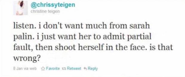 Krisi Tajgen žestoko je potkačila Saru Palin i poželela joj da se ubije. 