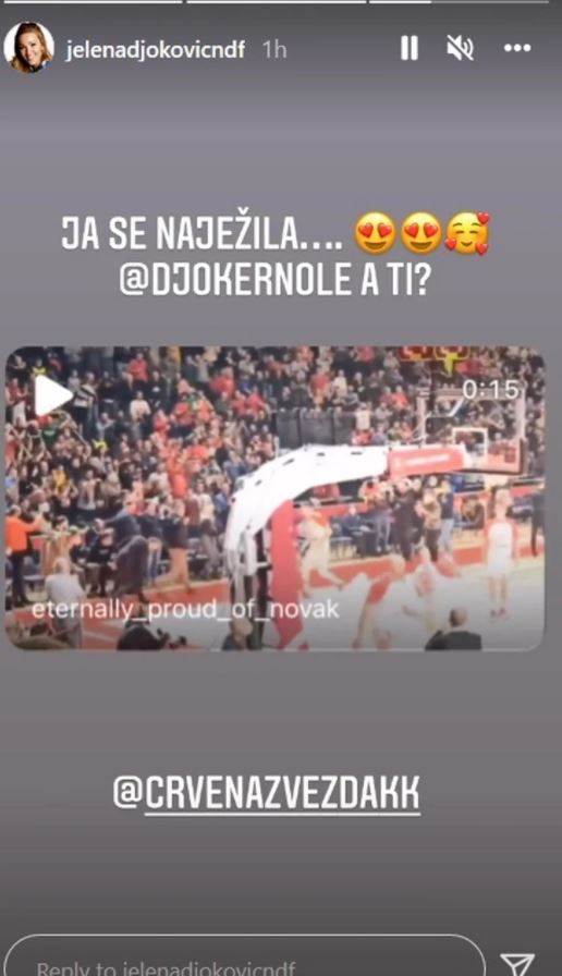  Jelena Đoković podelila je snimak sa utakmice na kojoj je bio Novak. 