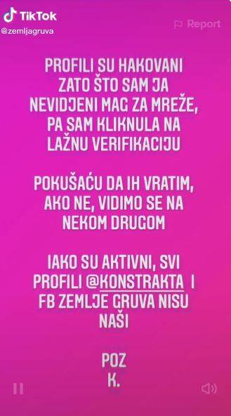 Konstrakta je objasnila da je kliknula na poruku sa lažnom verifikacijom. Konstrakta je objasnila da je kliknula na poruku sa lažnom verifikacijom.