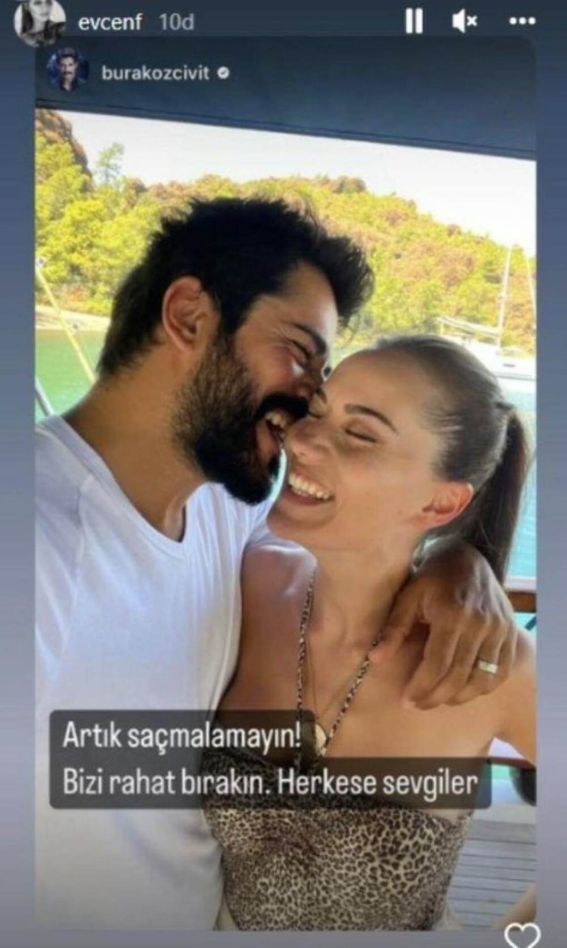  Burak Ozčivit demantovao je na Instagramu da ima problema u braku sa suprugom. 