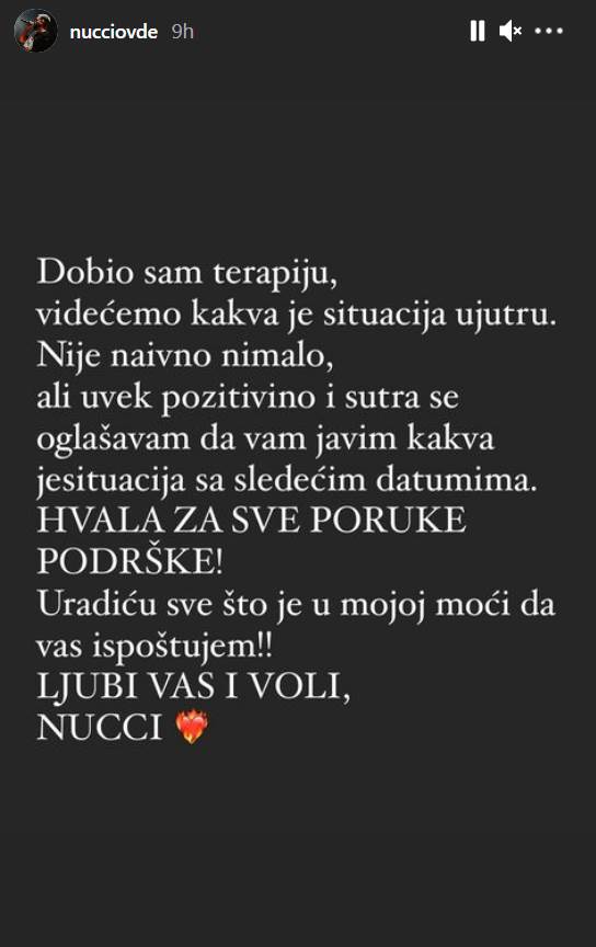 Nući pao na nastupu u Crnoj Gori