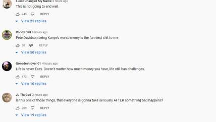 U komentarima ispod Kanjeovog novog spota svi su izrazili zabrinutost za Dejvidsona.