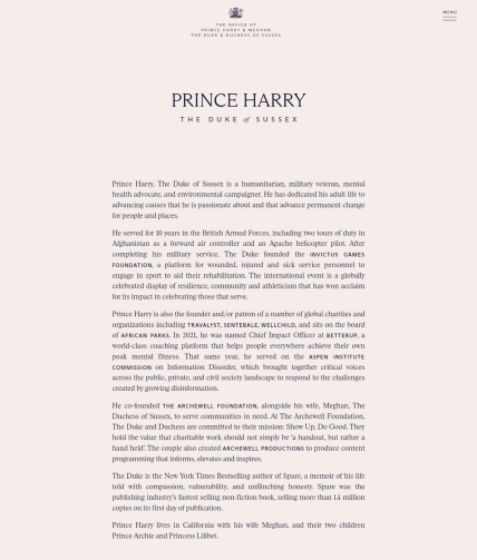 Biografija princa Harija