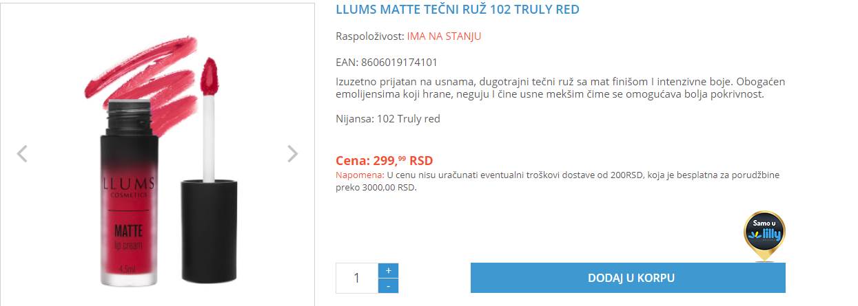crveni mat karmin snizenje