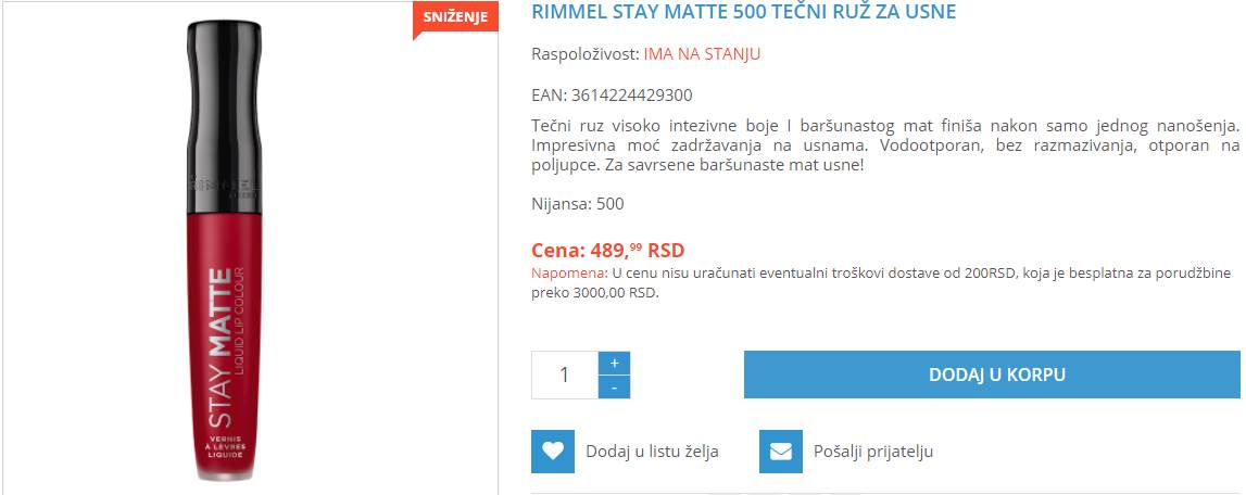 crveni mat karmin snizenje