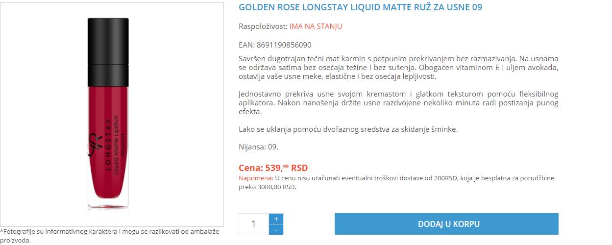 crveni mat karmin snizenje