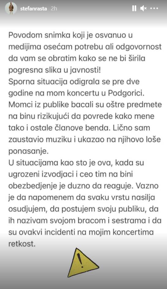rasta o incidentu na nastupu