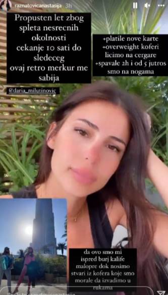 Anastasija Aažnatović se požalila da je proputila let za Beograd, a naredni mora da čeka 10 sati.