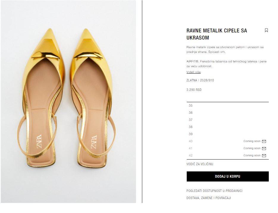 Zara slingback metalik cipele daće šmek svakoj kombinaciji.