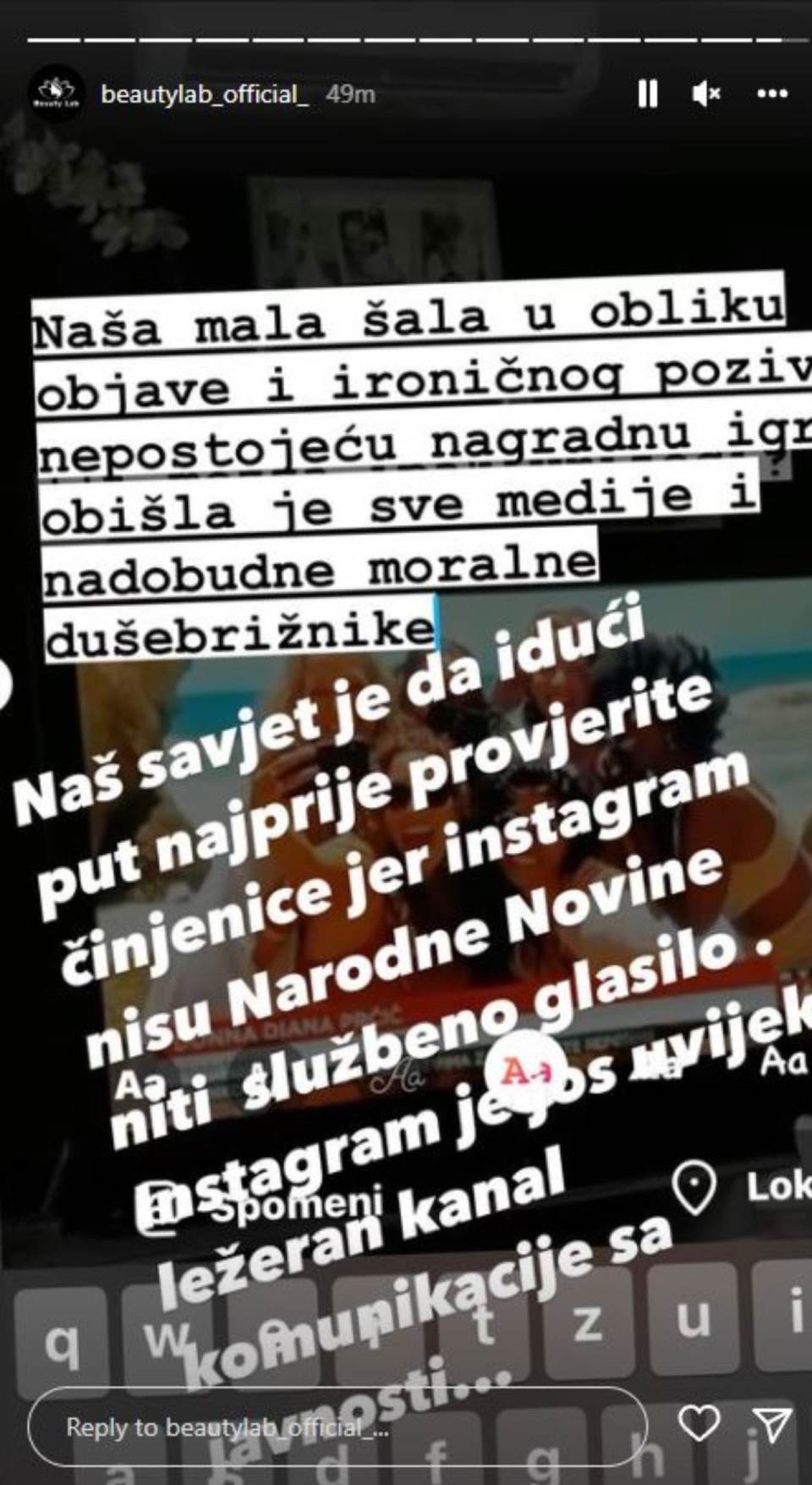 Kozmetički salon tvrdi da su se samo šalili za nagradnu igru.