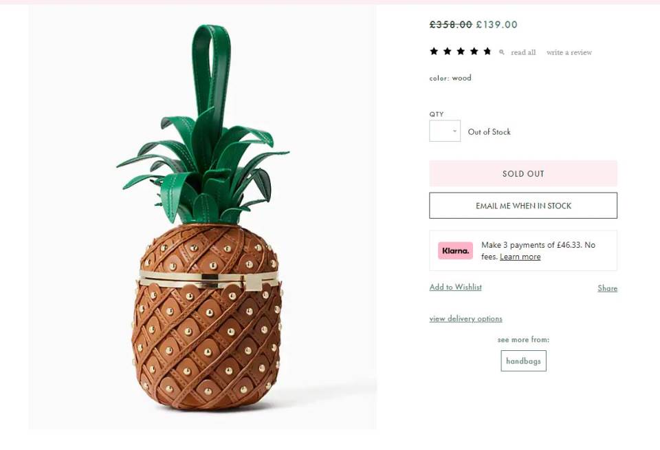 Severina je ponela Kate spade ananas torbu.