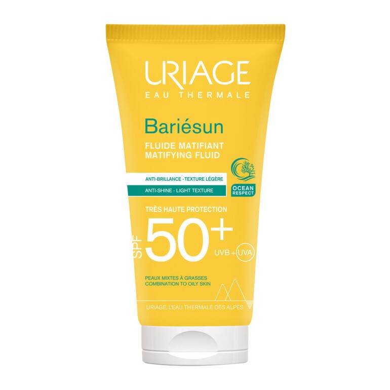 Uriage Bariesun SPF 50+ Matirajući fluid i matira i štiti.